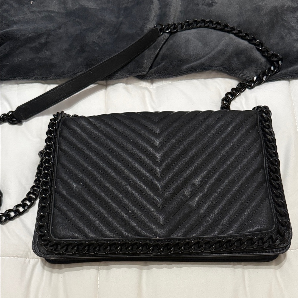 Aldo Black Chevron Crossbody Bag